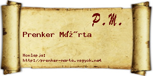 Prenker Márta névjegykártya